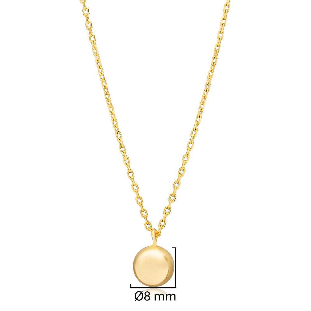 60 cm Plain Ball Charm Pendant Necklace Silver Jewelry