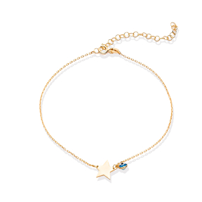 Star Design Plain with Evil Eye Wholesale Silver Anklet