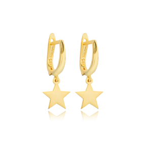 Plain Star Design Dangle Earrings Wholesale Turkish Jewelry