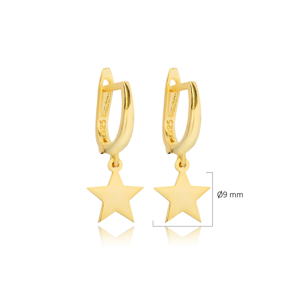 Plain Star Design Dangle Earrings Wholesale Turkish Jewelry