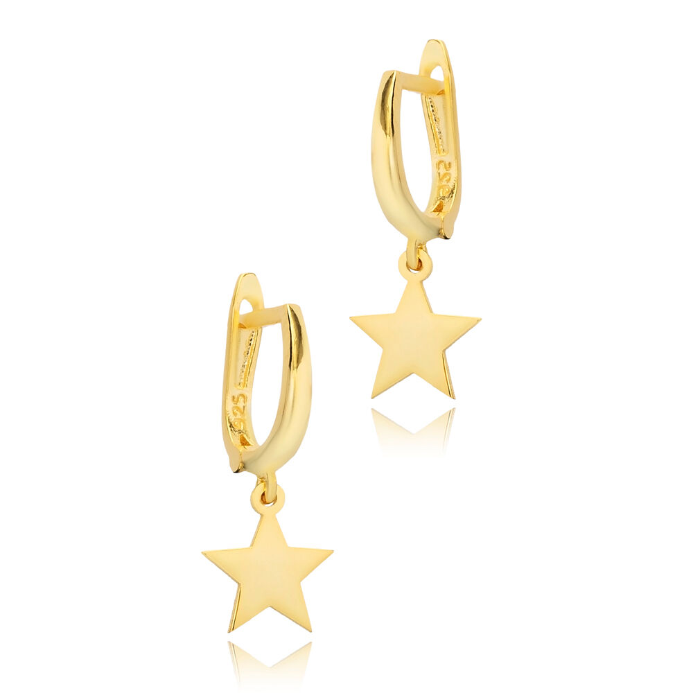 Plain Star Design Dangle Earrings Wholesale Turkish Jewelry