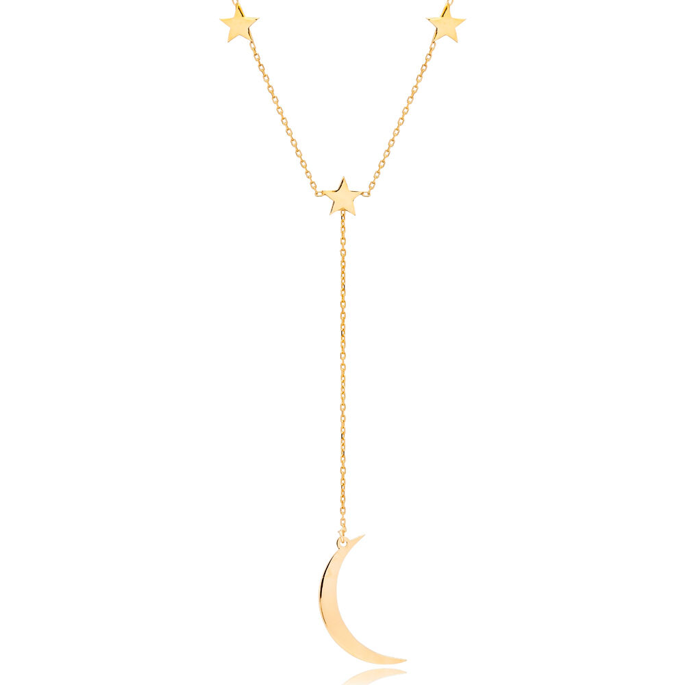 Elegant Multiple Star And Moon Design Y Necklace Pendant