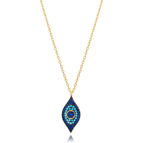 Sapphire CZ Evil Eye Silver Necklace Wholesale Jewelry