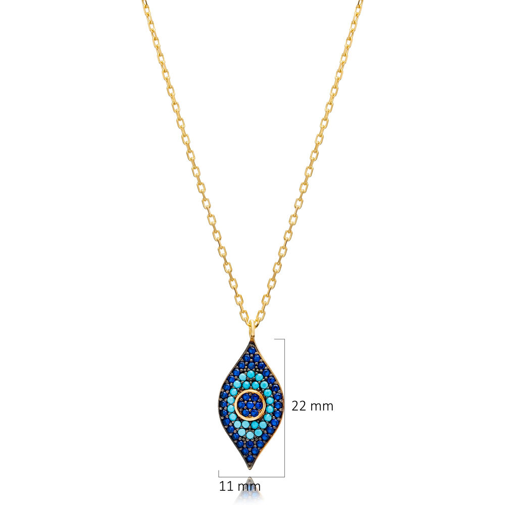 Sapphire CZ Evil Eye Silver Necklace Wholesale Jewelry