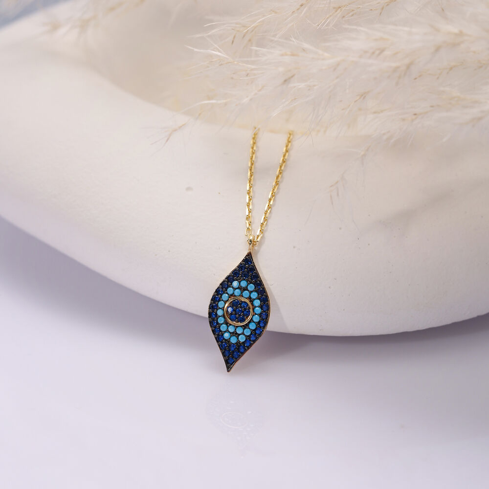 Sapphire CZ Evil Eye Silver Necklace Wholesale Jewelry