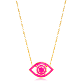 Eye Design Pink Enamel Wholesale Handmade 925 Silver Sterling Necklace