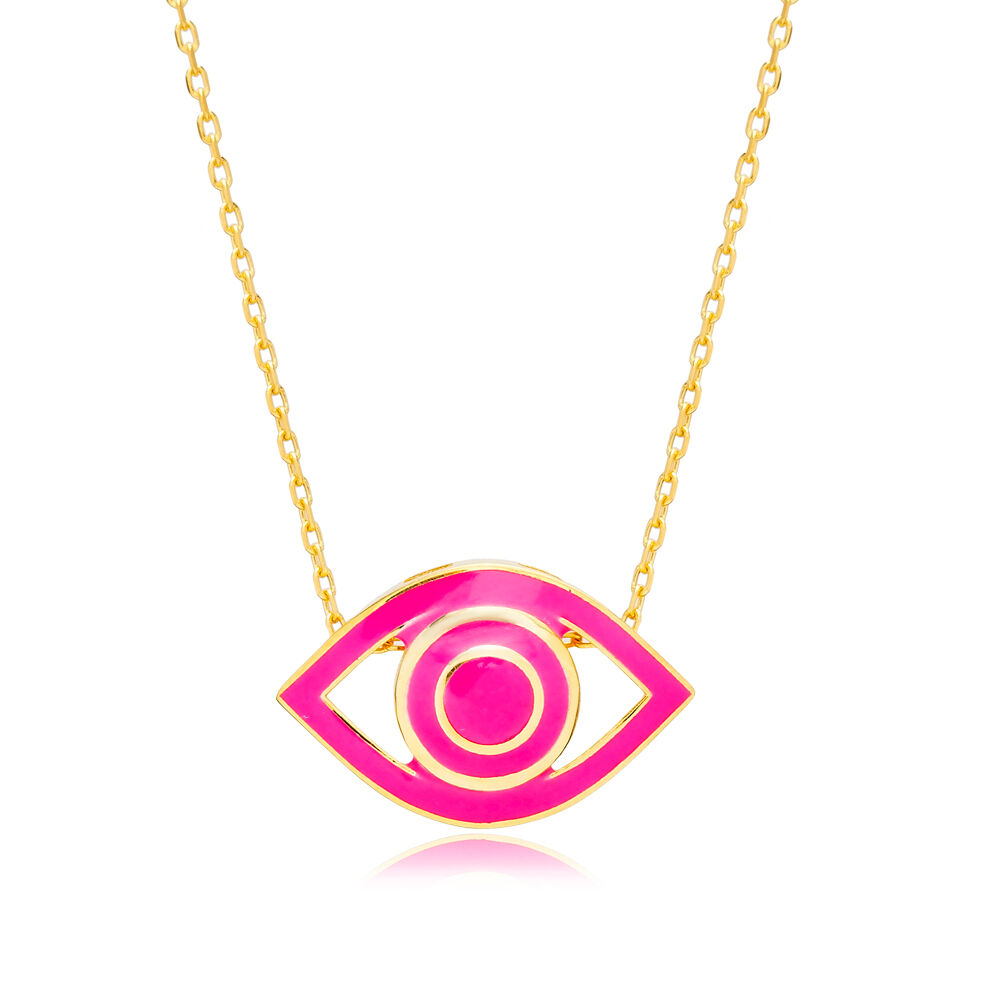 Eye Design Pink Enamel Wholesale Handmade 925 Silver Sterling Necklace