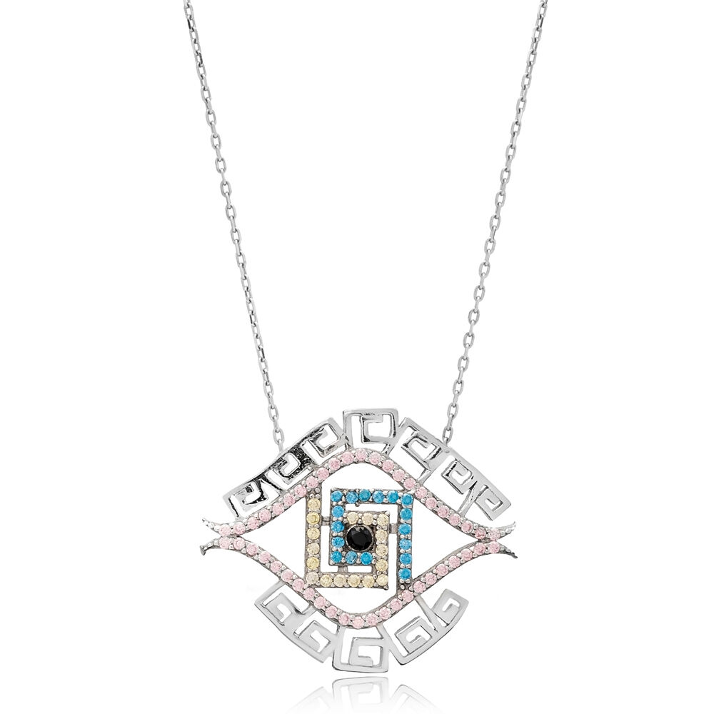 Evil Eye Design Charm Necklace Wholesale Sterling Silver Jewelry