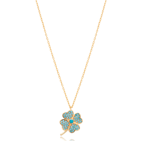 Colorful Clover Design Wholesale 925 Silver Necklace