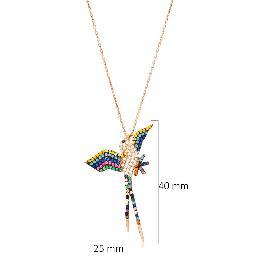 Parrot Design Mix CZ Stone Wholesale 925 Silver Charm Necklace