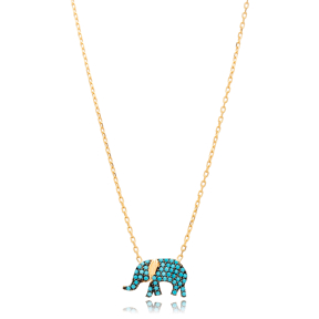 Nano Turquoise Elephant Turkish Wholesale Silver Pendant