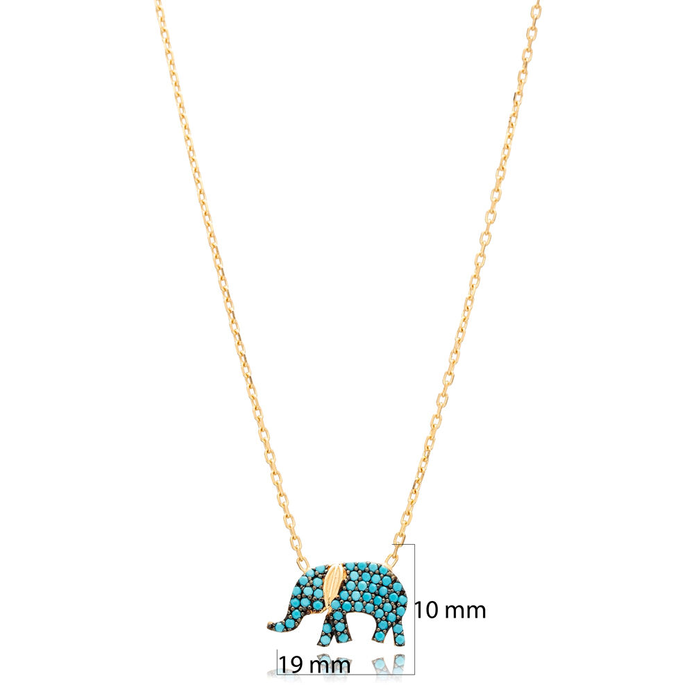 Nano Turquoise Elephant Turkish Wholesale Silver Pendant