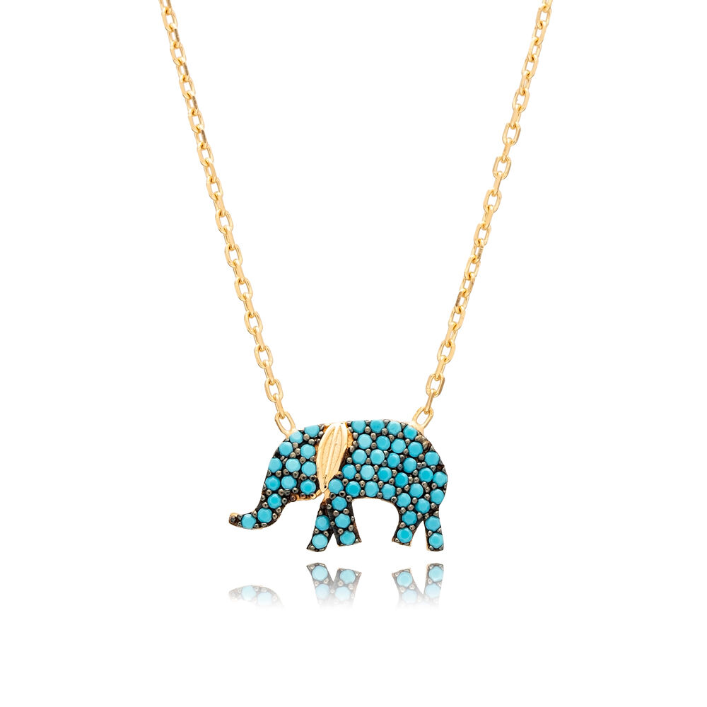 Nano Turquoise Elephant Turkish Wholesale Silver Pendant