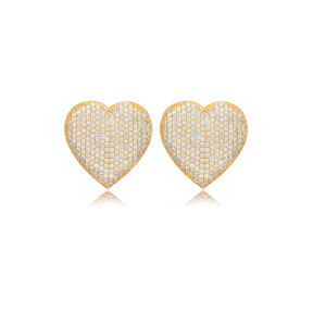 21 mm Heart Shape Stud Earrings Wholesale 925 Silver Jewelry