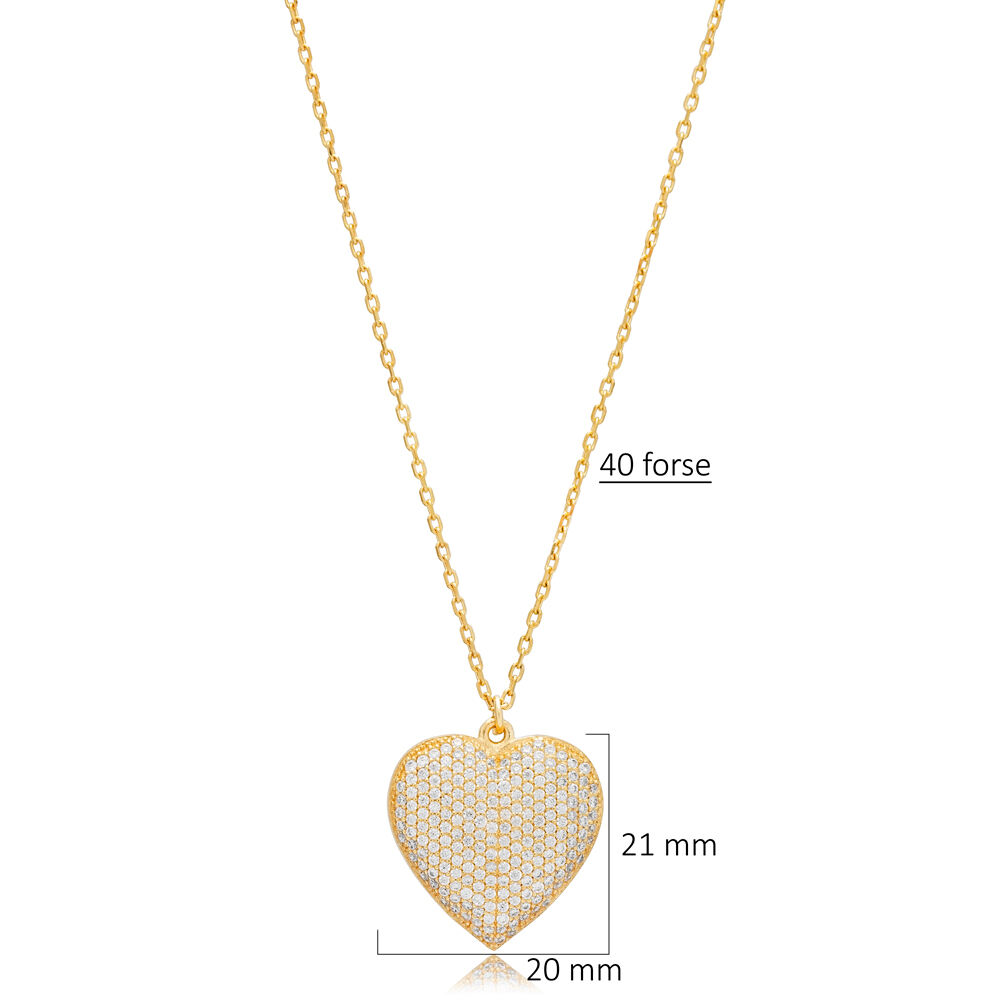 21 mm Heart Shape Charm Necklace Wholesale 925 Silver Jewelry