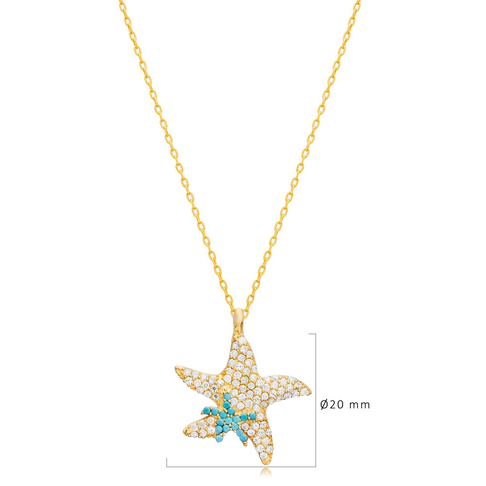 Sea Star CZ Charm Necklace Silver Pendant