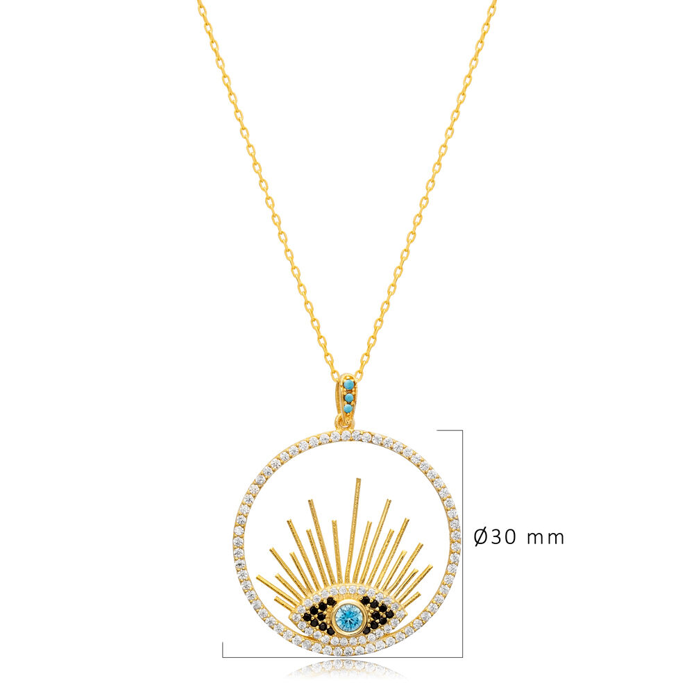 Hollow Round Evil Eye Silver Charm Necklace