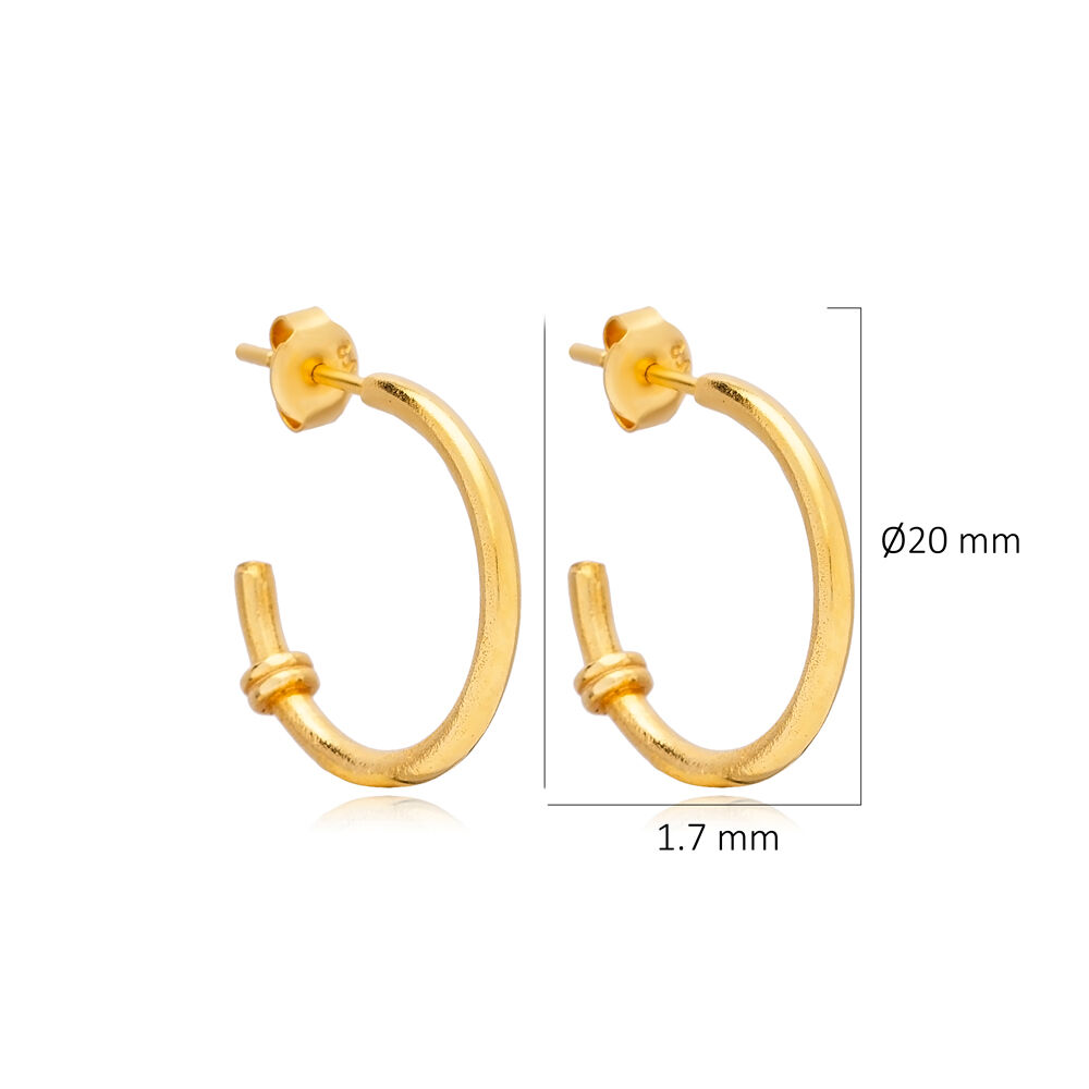 Vintage 22K Gold Plated Hoop Earrings Silver Jewelry