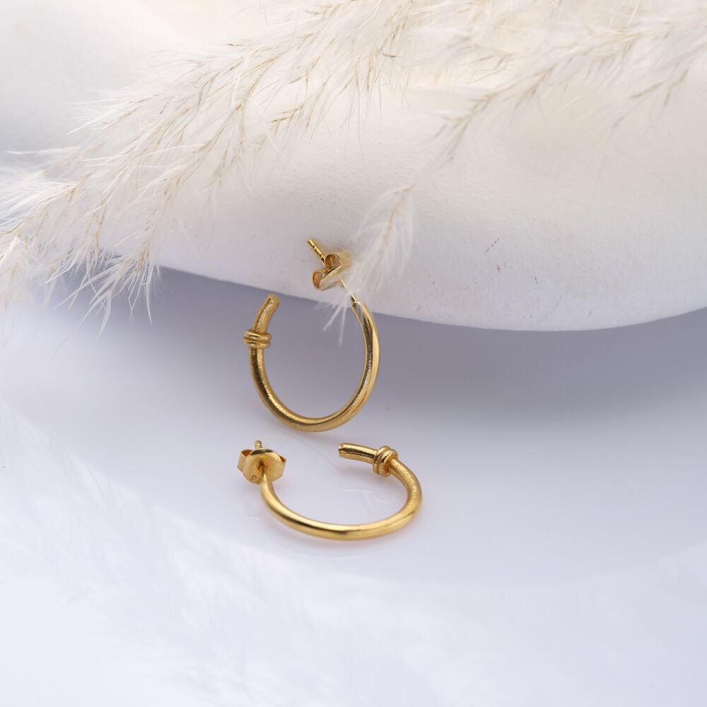 Vintage 22K Gold Plated Hoop Earrings Silver Jewelry