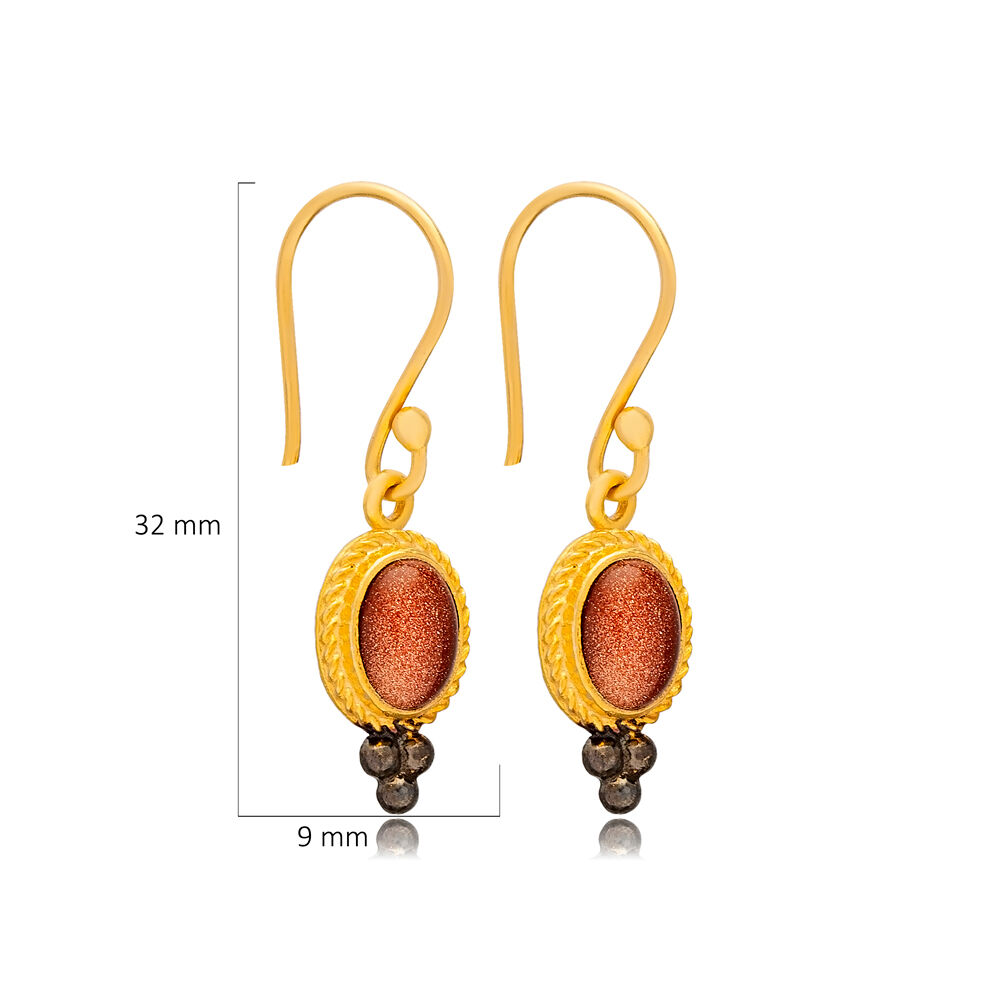 Star Stone Oval Vintage 925 Hook Earrings