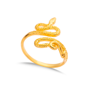 Snake Design Vintage 925 Silver 22K Gold Adjustable Ring