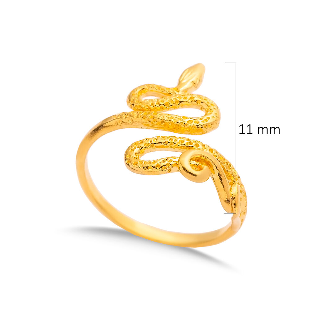 Snake Design Vintage 925 Silver 22K Gold Adjustable Ring