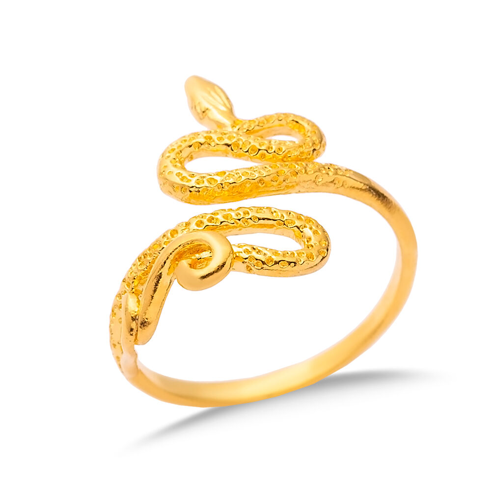 Snake Design Vintage 925 Silver 22K Gold Adjustable Ring