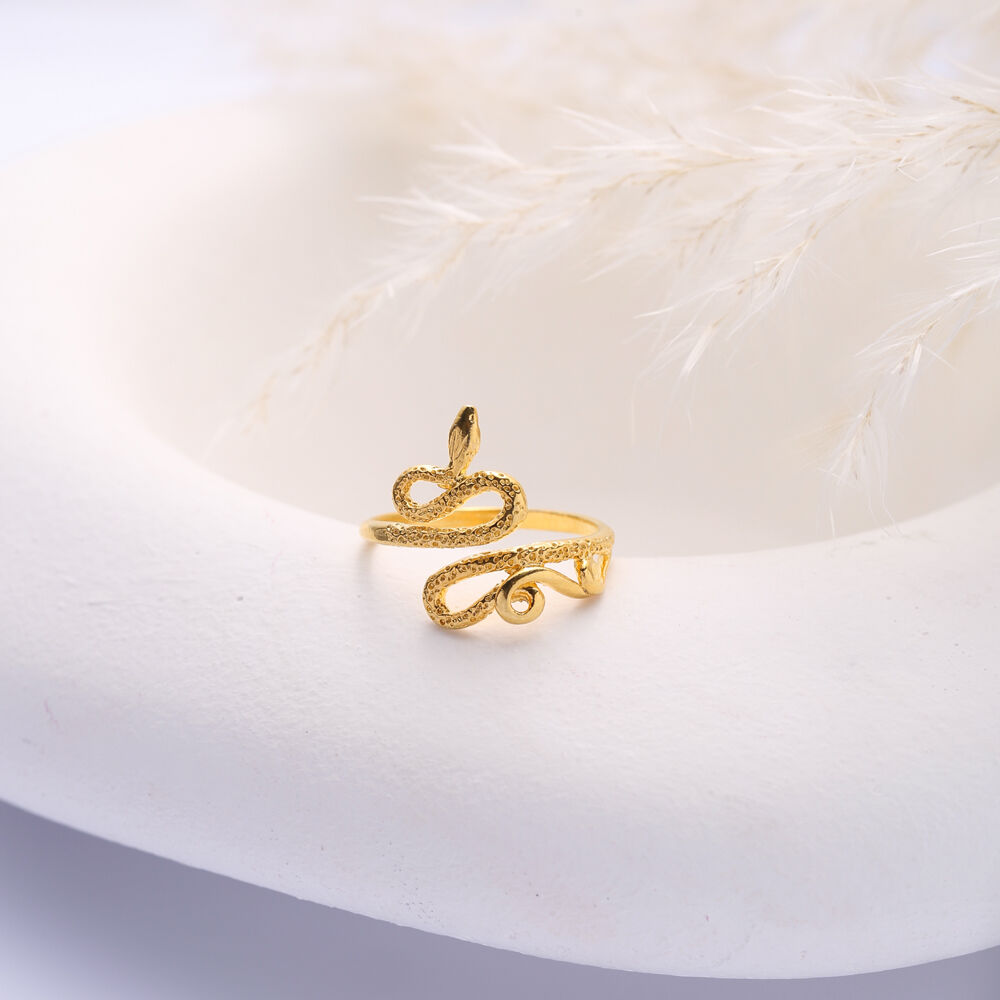 Snake Design Vintage 925 Silver 22K Gold Adjustable Ring