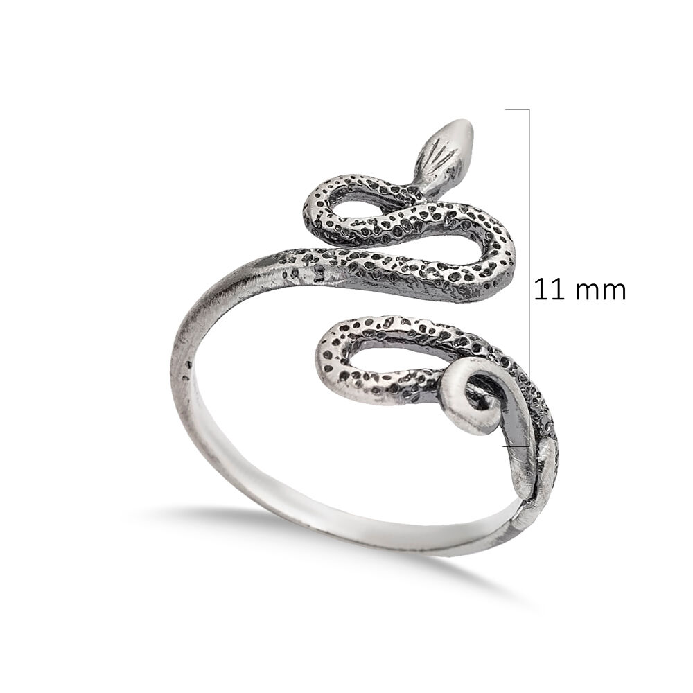 Snake Design Vintage 925 Silver Oxidized Adjustable Ring