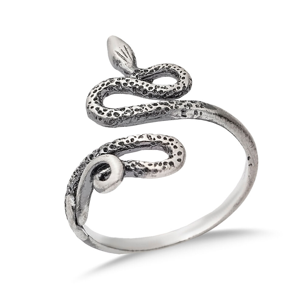 Snake Design Vintage 925 Silver Oxidized Adjustable Ring