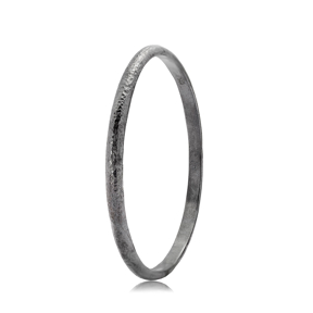 Oxidized Plain Design Ø71 mm Sterling Silver Vintage Bangle