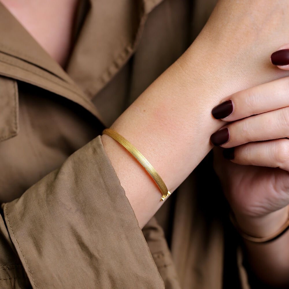 22K Gold Plated Plain Adjustable Sterling Silver Vintage Bangle