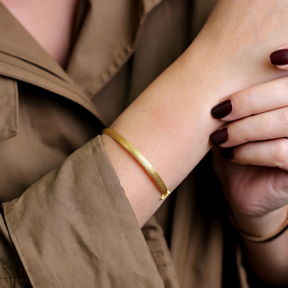 Plain 22K Gold Plated Adjustable Sterling Silver Vintage Bangle