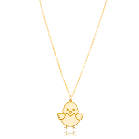 Cute Chick Design Plain 925 Sterling Silver Necklace Jewelry