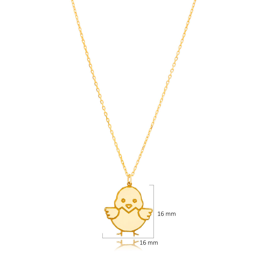 Cute Chick Design Plain 925 Sterling Silver Necklace Jewelry