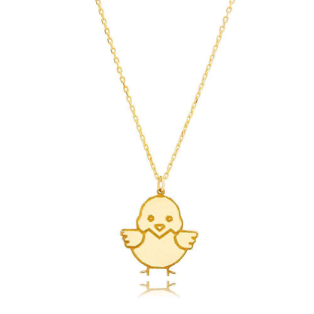 Cute Chick Design Plain 925 Sterling Silver Necklace Jewelry