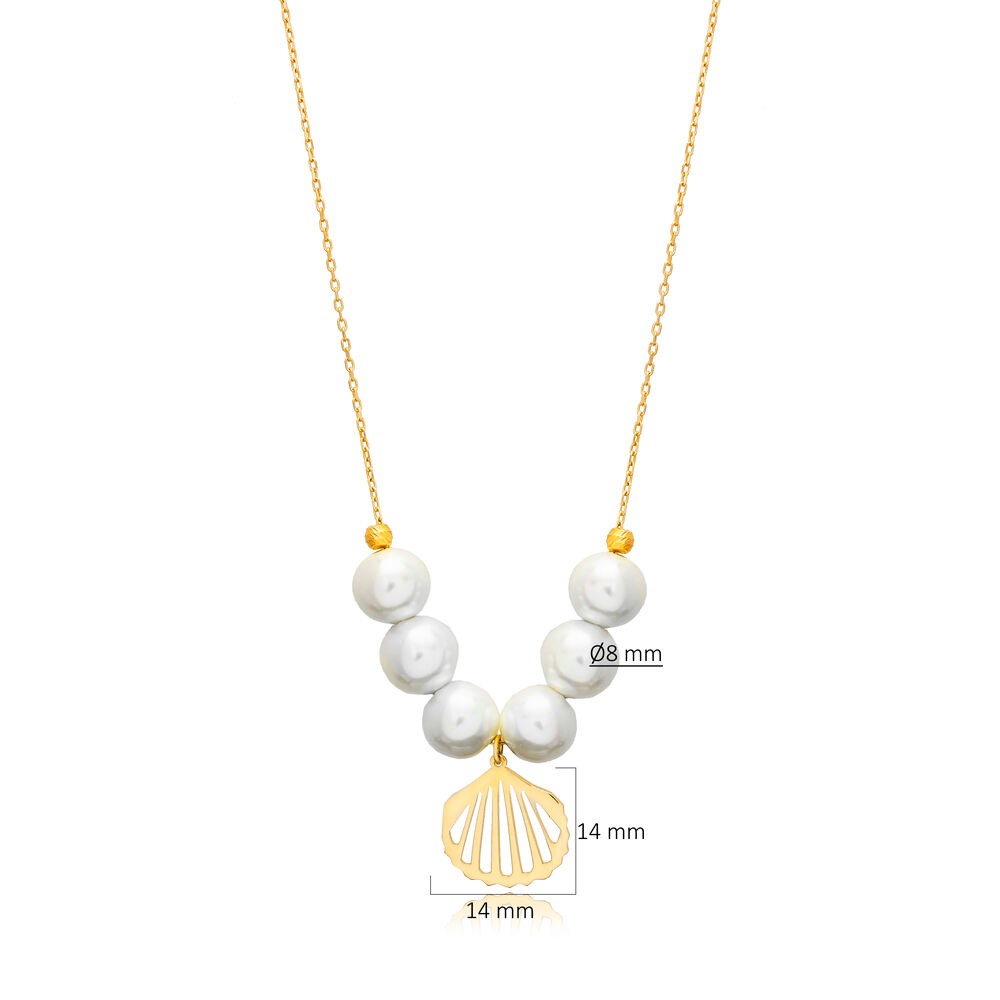 Shell Design with Pearls 925 Sterling Silver Necklace Pendant