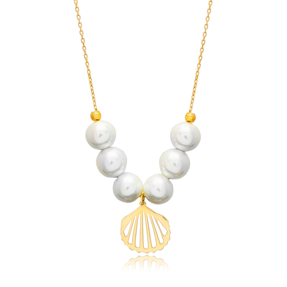 Shell Design with Pearls 925 Sterling Silver Necklace Pendant