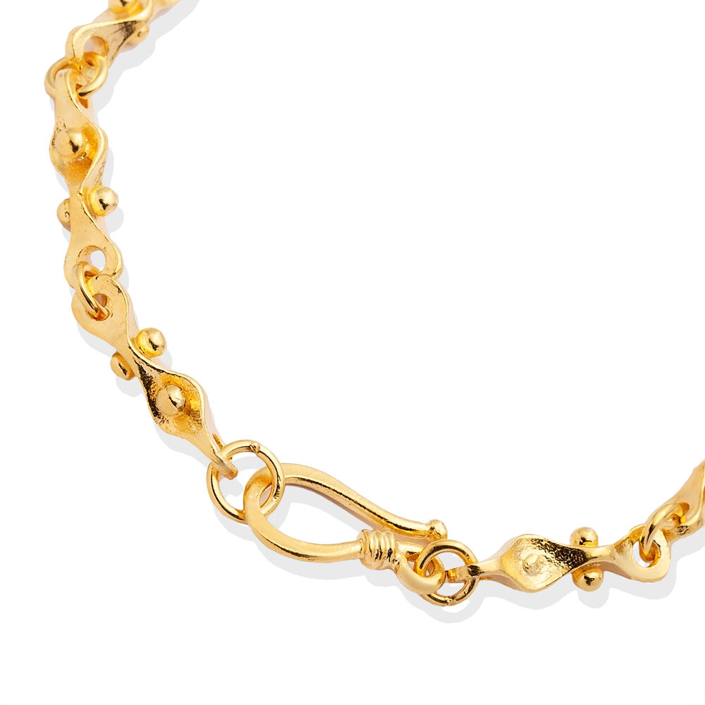 22K Gold Plated Chain Hook Clasp Design Silver Bracelet