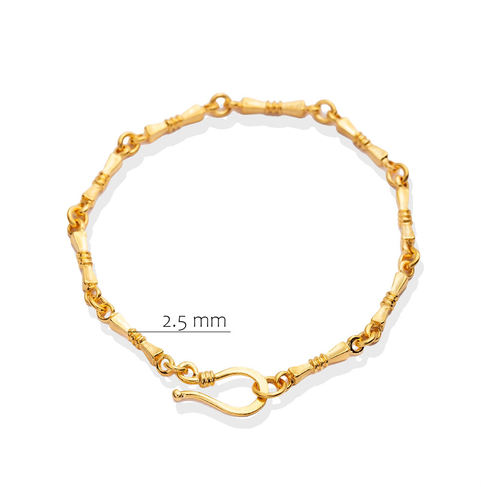 New Design 22K Gold Plated Chain Hook Clasp Silver Bracelet