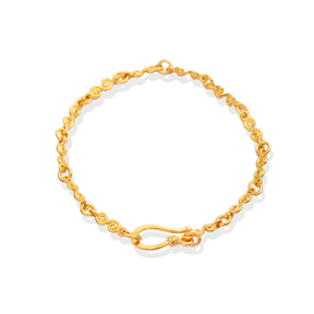 Spiral Design 22K Gold Plated Chain Hook Clasp Silver Bracelet