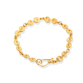 Spiral Design 22K Gold Plated Silver Bracelet Hook Clasp Chain