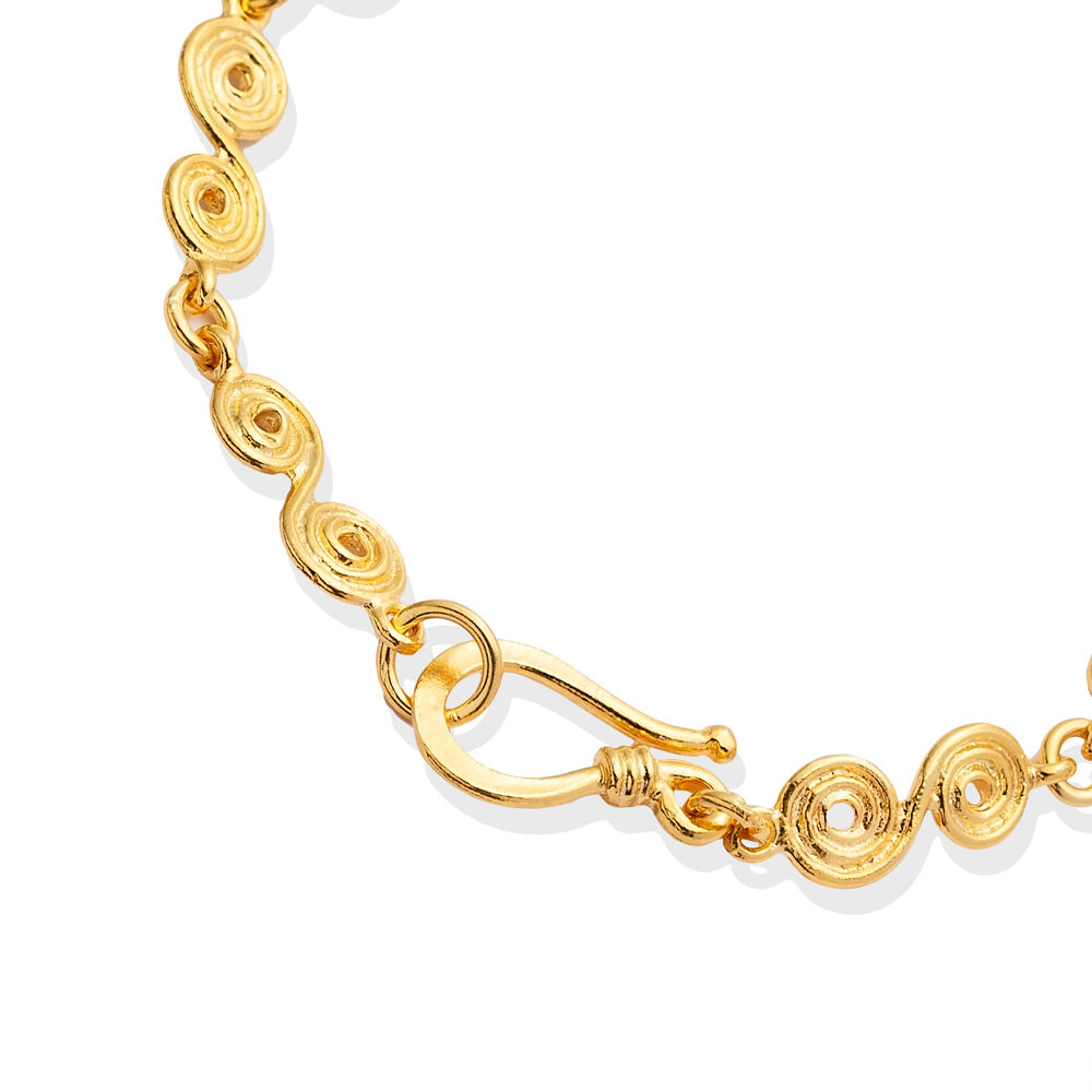 Spiral Design 22K Gold Plated Silver Bracelet Hook Clasp Chain