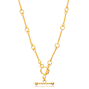 22K Gold Plated Unique Design Sterling Silver Chain Necklace