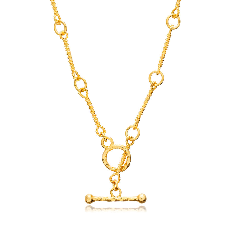 Unique Design 22K Gold Plated Sterling Silver Chain Necklace