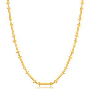 Bar Pillar Design 22K Gold Plated Wholesale Silver Necklace