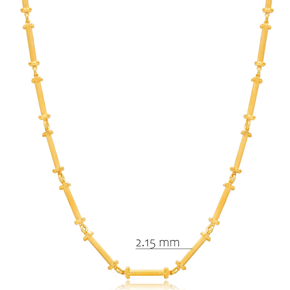 22K Gold Plated Bar Pillar Design Wholesale Silver Necklace