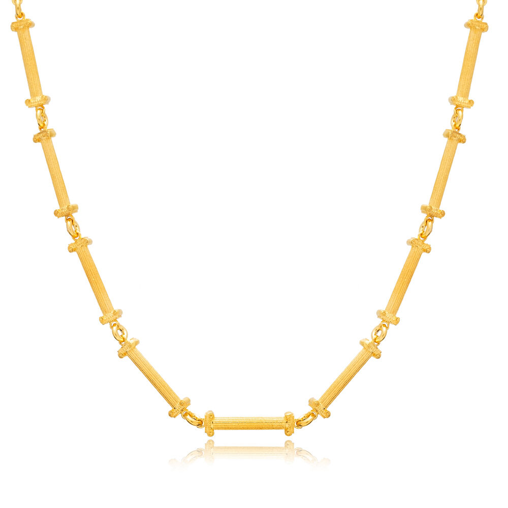 22K Gold Plated Bar Pillar Design Wholesale Silver Necklace