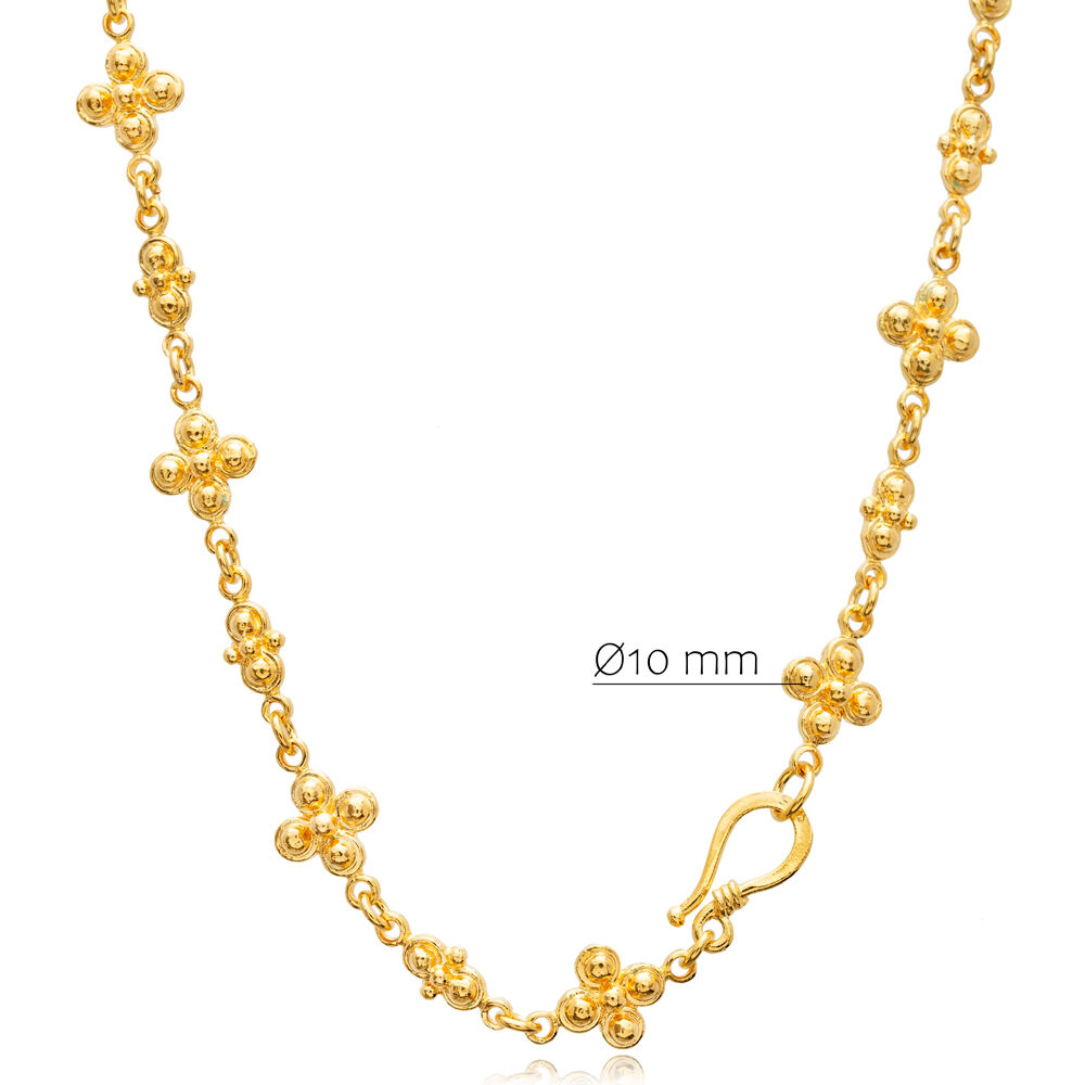 Flower Design 22K Gold Plated Wholesale Silver Necklace