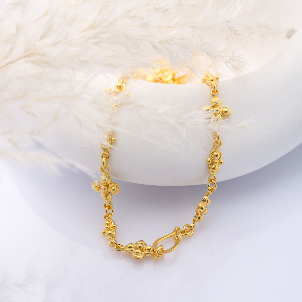 22K Gold Plated Flower Design Wholesale Silver Necklace